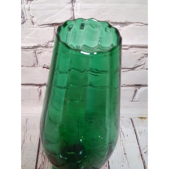 Vintage Empoli Emerald Green Spiral Optic‎ Glass Vase 12" - Picture 3 of 7